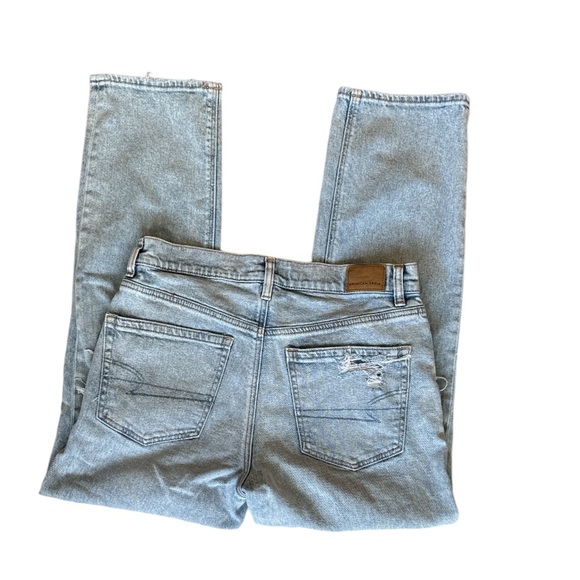 American Eagle Women’s super high rise ankle straight jeans distressed size 8 - Picture 3 of 7